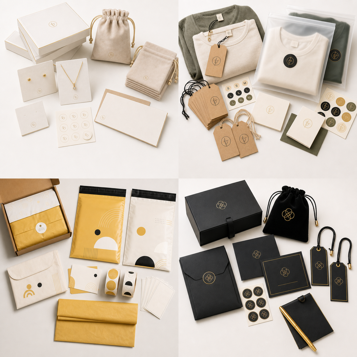 Hang tags, size stickers and garment bags
